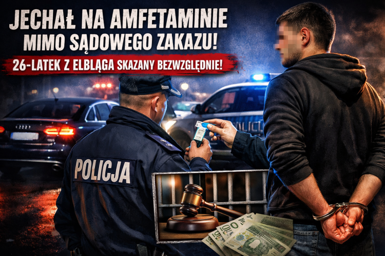 Prowadził na amfetaminie mimo sądowego zakazu. 26-latek z Elbląga usłyszał…