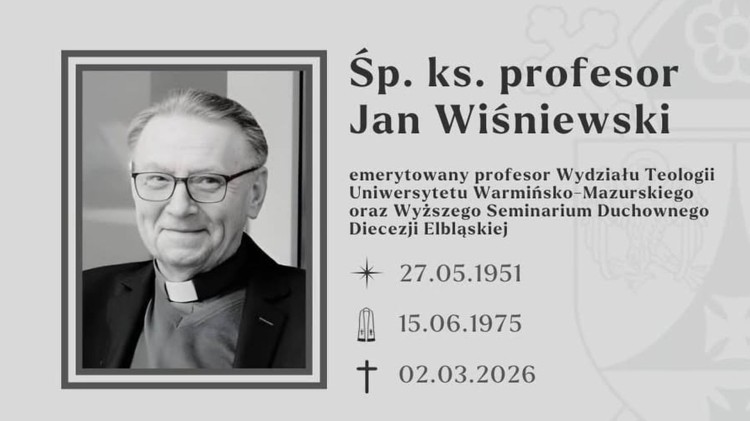 Zmarł ks. prof. Jan Wiśniewski – wybitny teolog i długoletni duszpasterz Sztumu.