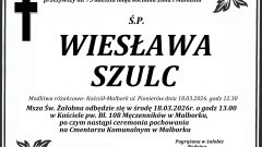 Zmarła Wiesława Szulc. Miała 75 lat.
