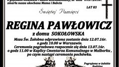 Zmarła Regina Pawłowicz. Żyła 83 lata