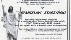 Zmarł Stanisław Staszyński. Żył 67 lat 