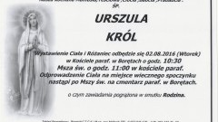 Zmarła Urszula Król. Żyła 85 lat.