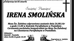 Zmarła Irena Smolińska, Żyła 85 lat.