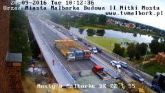 Trwa próbne obciążenie nowego mostu na rzece Nogat w Malborku - 20 września 2016