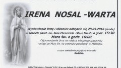 Zmarła Irena Nosal-Warta. Żyła 88 lat.