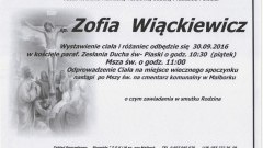 Zmarła Zofia Wiąckiewicz. Żyła 81 lat.