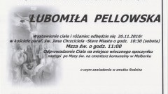 Zmarła Lubomiła Pellowska. Żyła 56 lat.