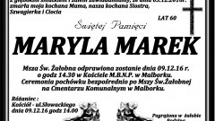 Zmarła Maryla Marek. Żyła 60 lat.