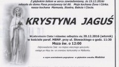 Zmarła Krystyna Jaguś. Żyła 66 lat.