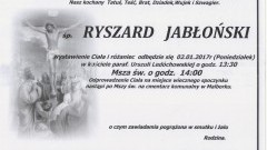 Zmarł Ryszard Jabłoński. Żył 62 lata.