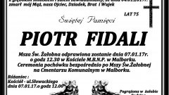 Zmarł Piotr Fidali. Żył 75 lat. 