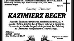 Zmarł Kazimierz Beger. Żył 76 lat.