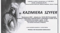 Zmarła Kazimiera Szyfer. Żyła 73 lata.