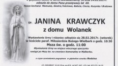 Zmarła Janina Krawczyk. Żyła 69 lat.