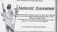 Zmarł Tadeusz Żuławnik. Żył 92 lata.