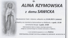 Zmarła Alina Rzymowska. Żyła 86 lat.