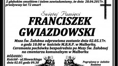 Zmarł Franciszek Gwiazdowski. Żył 72 lata.