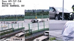 Po zderzeniu silnik przeleciał kilkadziesiąt metrów. 5 sekund wcześniej przez pasy przejechał rowerzysta. Wypadek w Malborku na skrzyżowaniu DK 22 i 55 - zobacz wideo  – 10.09.2017
