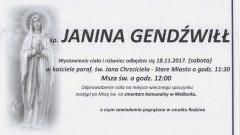 Zmarła Janina Gendźwiłł. Żyła 89 lat