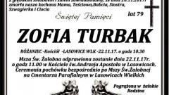 Zmarła Zofia Turbak. Żyła 79 lat