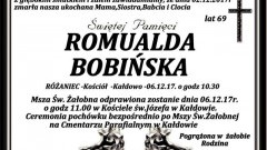 Zmarła Romualda Bobińska. Żyła 69 lat