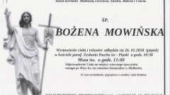 Zmarła Bożena Mowińska. Żyła 60 lat.