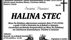 Zmarła Halina Stec. Żyła 63 lat.