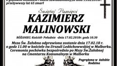 Zmarł Kazimierz Malinowski. Żył 65 lat.