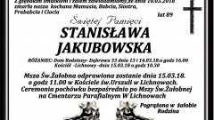 Zmarła Stanisława Jakubowska. Żyła 89 lat