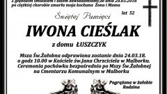 Zmarła Iwona Cieślak. Żyła 52 lata.