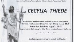 Zmarła Cecylia Thiede. Żyła 82 lat.