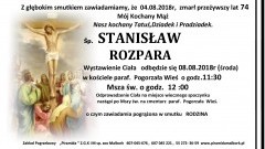 Zmarł Stanisław Rozpara. Żył 74 lata.