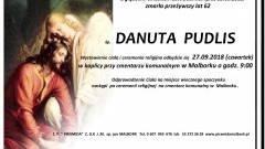 Zmarła Danuta Pudlis. Żyła 62 lata.