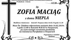 Zmarła Zofia Maciąg. Żyła 88 lat.