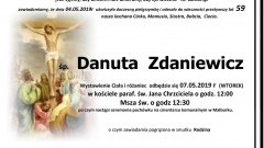 Zmarła Danuta Zdaniewicz. Żyła 59 lat.