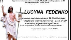 Zmarła Lucyna Fedenko. Żyła 80 lat.