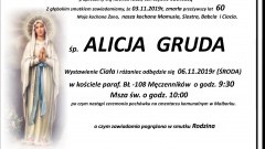 Zmarła Alicja Gruda. Żyła 60 lat.