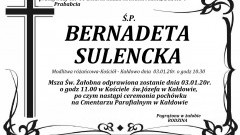 Zmarła Bernadeta Sulencka. Żyła 80 lat.