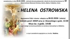 Zmarła Helena Ostrowska. Żyła 92 lata.