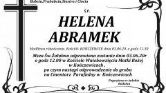 Zmarła Helena Abramek. Żyła 84 lata.