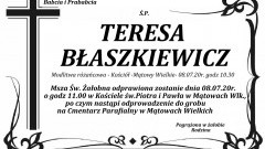 Zmarła Teresa Błaszkiewicz. Żyła 87 lat.