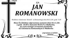 Zmarł Jan Romanowski. Żył 67 lat.