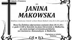 Zmarła Janina Makowska. Żyła 89 lat.