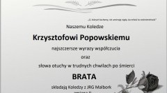 Strażacy z KP PSP w Malborku składają kondolencje.