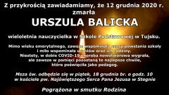 Zmarła Urszula Balicka, wieloletnia nauczycielka w Szkole Podstawowej&#8230;