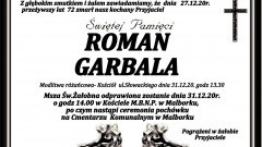 Zmarł Roman Garbala. Żył 72 lata.