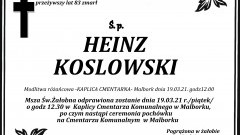 Zmarł Heinz Koslowski. Żył 83 lata.