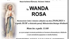 Zmarła Wanda Rosa. Żyła 91 lat.