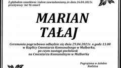 Zmarł Marian Tałaj. Żył 96 lat.