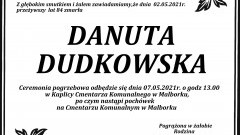 Zmarła Danuta Dudkowska. Żyła 84 lata.